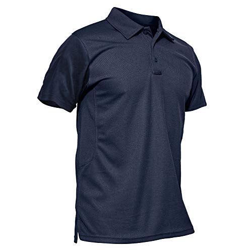 KEFITEVD Outdoor Polo T-Shirt Herren Golf Jagd Kleidung Robust Quick Dry Funktionsshirt Männer Arbeitsshirt Sommer Sportshirt Unifarben mit Kragen Freizeitshirt Dunkelblau 2XL von KEFITEVD