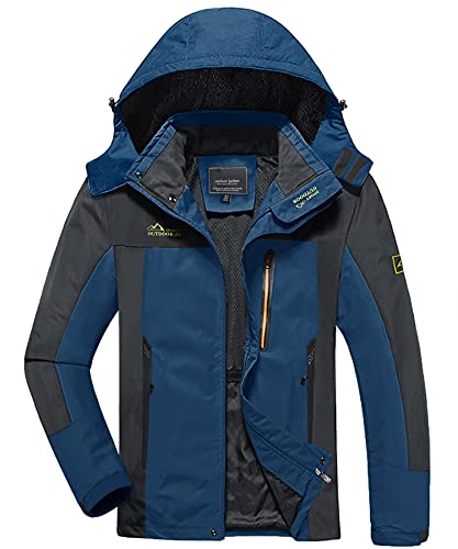 KEFITEVD Outdoorjacke Herren Leichte Windjacke mit Innentasche Sommerjacke Modisch Trekkingjacke Full Zip Jagdjacke Outdoor Softshelljacke Denimblau L von KEFITEVD