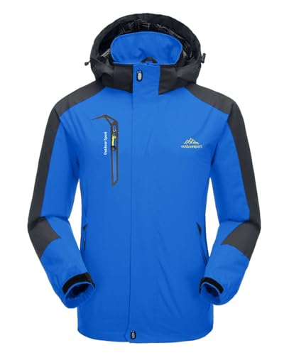 KEFITEVD Outdoorjacke Herren Wasserdicht Softshell Jacke Wanderjacke Trekkingjacke mit Kapuze Herren Funktionsjacke Winter Männer Sportjacke Himmelblau M von KEFITEVD