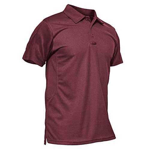 KEFITEVD Polo Funktionsshirt Herren Leicht Atmungsaktiv Kurzarm Tshirt Männer mit Kragen Knopfleiste Sportshirt Casual Freizeitshirt Weinrot 3XL von KEFITEVD