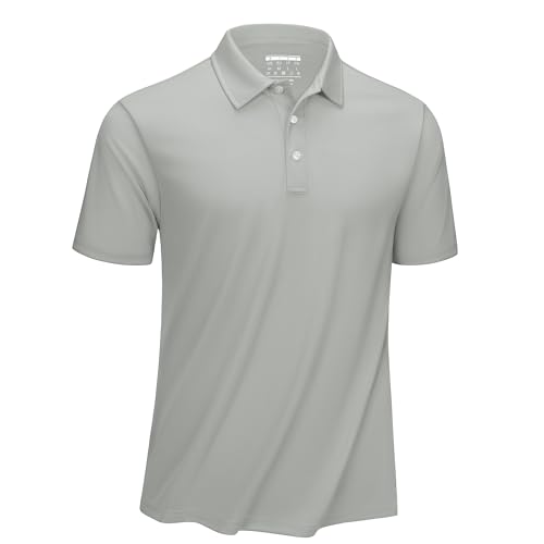 KEFITEVD Poloshirt Herren Kurzarm Knopfleiste Shirt Frühling Sommer Funktionsshirt mit Kragen Leicht Sportoberteil Atmungsaktiv Bundeswehr Hemd Outdoor Golf Tshirt Hellgrau 3XL von KEFITEVD