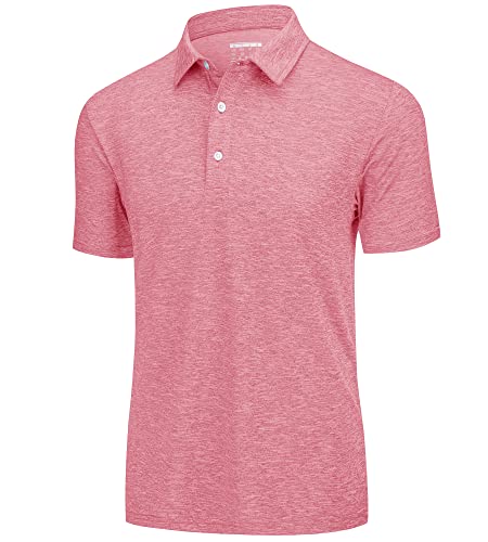 KEFITEVD Poloshirt Herren Regular Fit Sporthemd Outdoor Leicht Wandershirt Dünn Schnelltrocknend Funktions Shirt Atmungsaktiv Stretch Oberteil Militär Meliert Rosa S von KEFITEVD