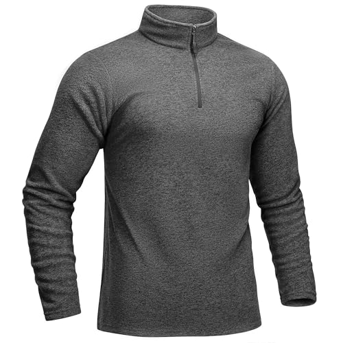 KEFITEVD Pullover Herren Half Zip Langarmshirt Atmungsaktiv Sweatjacke Ohne Kapuze Warmer Fleece Pullover Herren Dunkelgrau L von KEFITEVD