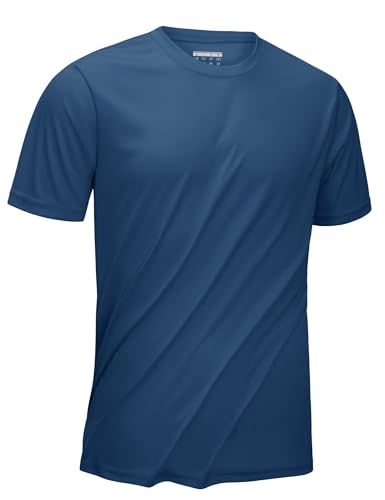 KEFITEVD Shirt Herren Sommer Atmungsaktiv Laufshirt Leichte Fahrradshirt Männer Rund-Ausschnitt Casual T-Shirt Surfen Angeln Blaugrau L von KEFITEVD