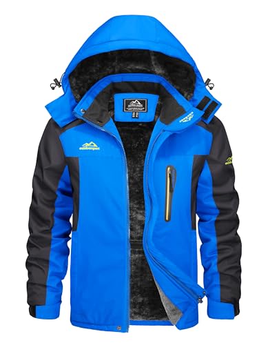 KEFITEVD Skijacke Herren Warme Winterjacke Softshell Jacke Wasserdicht Funktionsjacke Winter Dicke Gefüttert Herrenjacke Thermo Jacke Männer Königsblau 2XL von KEFITEVD