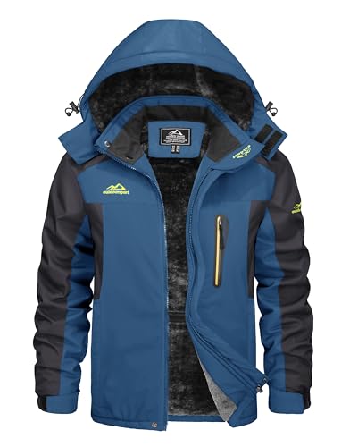 KEFITEVD Skijacke Herren Winter Wasserdicht Winterjacke Warme Jacke Gefüttert Winddicht Windjacke Outdoor Ski Jacke Männer Fleecejacke Dunkelblau S von KEFITEVD