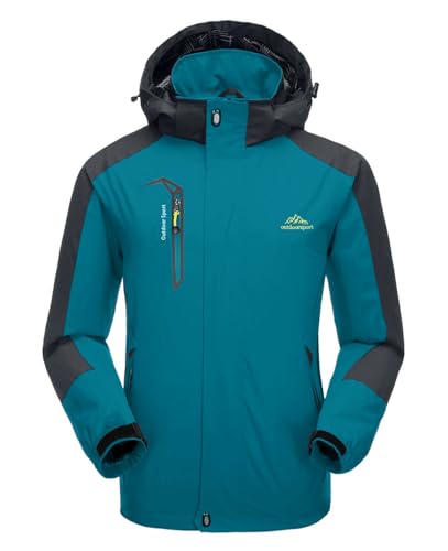 KEFITEVD Softshell Jacke Herren Wasserdicht Funktionsjacke Winddicht Outdoorjacke mit Zipper-Taschen Trekkingjacke Herbst Winter Leicht Blouson Männer Seeblau M von KEFITEVD