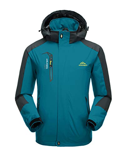 KEFITEVD Softshell Jacke Herren Wasserdicht Funktionsjacke Winddicht Outdoorjacke mit Zipper-Taschen Trekkingjacke Herbst Winter Leicht Blouson Männer Seeblau XL von KEFITEVD