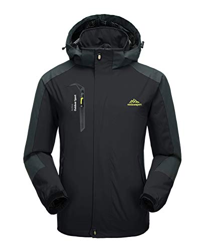 KEFITEVD Softshelljacke Herren Wasserdicht Atmungsaktiv Outdoor Jacke Leicht Herrenjacke mit Kapuze Männer Softshell Wanderjacke Herrenjacke Schwarz L von KEFITEVD