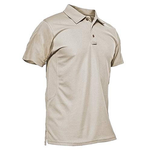 KEFITEVD Sommer Poloshirt Herren Outdoor Sport Tshirts Leicht Männer Tactical Shirt Militärkleidung Bundeswehr Tshirts Trendig Funktionsshirt Golf Sportshirt Khaki M von KEFITEVD