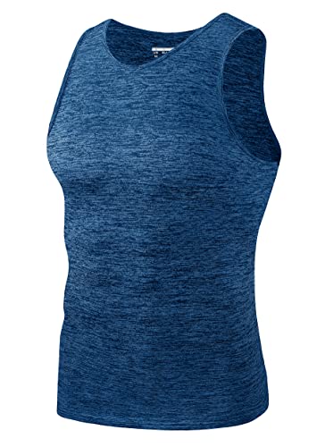 KEFITEVD Sport Tank Top Herren Leicht Atmungsaktiv Trainingsshirt Schnell Trocknend Gym Muskelshirt Sleeveless Casual Shirt Sommer Sportoberteil Meliert Mittelblau L von KEFITEVD