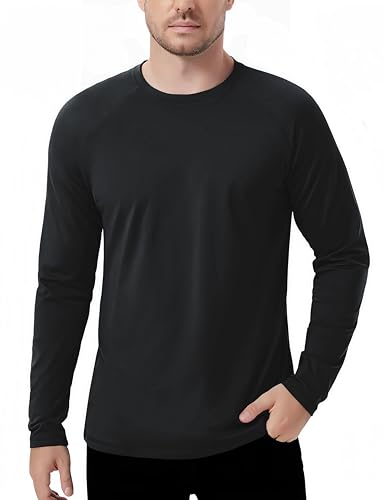 KEFITEVD Sport Unterhemd Herren Langarm Unterziehshirt Thermooberteile Outdoor Sportshirt Winter Herbst Schwarz S von KEFITEVD