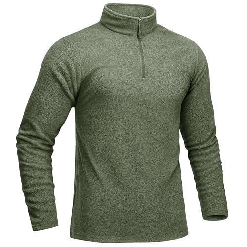 KEFITEVD Sweatshirt Herren 1/4 Zip Fleece Pullover Langarm Stehkragen Winter Pullover Herren Warm Arbeitspullover Armeegrün 3XL von KEFITEVD