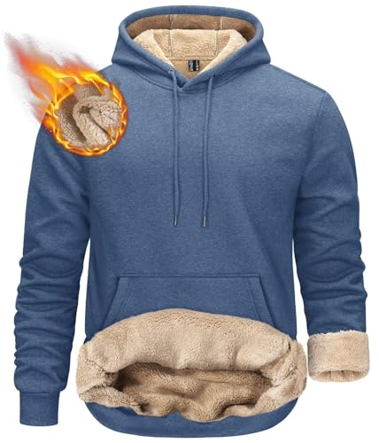 KEFITEVD Sweatshirt für Männer Sherpa gefütterter Pullover Hoodie Baumwollmischung Fleece Hoodie Herren Fleece Hooded Sweatshirts von KEFITEVD