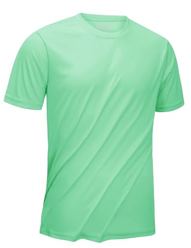 KEFITEVD T-Shirt Herren Kurarm Leichtes Outdoor UV Shirt Polyester Funktionsshirt Sport Shirt Fitness Männer Basic T-Shirt Mintgrün S von KEFITEVD