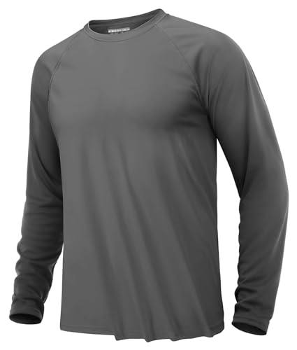 KEFITEVD Rashguard Herren Langarm UPF 50+ Sommer Long Sleeve Funktionsshirt Männer UV Schutz Leicht Outdoor Tshirt Freizeitshirt Dunkelgrau S von KEFITEVD