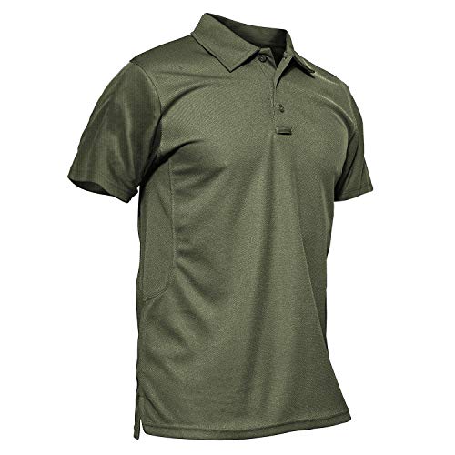 KEFITEVD Tactical Shirt Herren Kurzarm Polo Shirt Leicht Sommer T-Shirt Regular Fit Militär Bundeswehr Tshirt mit Polo Kragen Männer Sport Tshirts Dunkeloliv 2XL von KEFITEVD