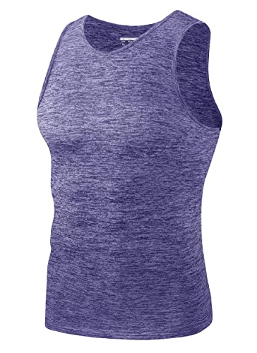 KEFITEVD Tank Top Herren Gym Training Shirt Ärmellos Rundhals Schnelltrocknend Tanktop Leicht Sport Oberteil Sommer Atmungsaktiv Laufshirt Meliert Violett M von KEFITEVD