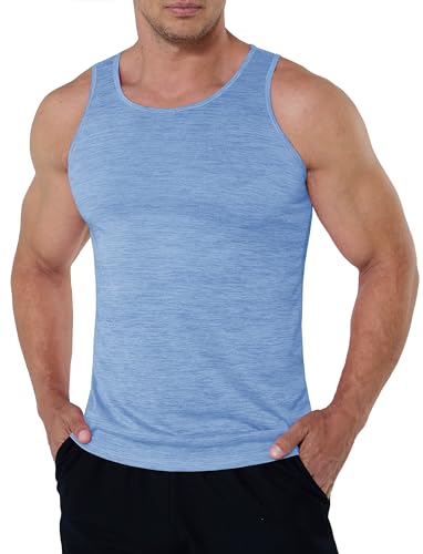 KEFITEVD Tank Top Herren Muskelshirts Leicht Unterhemden Ärmelloses Running Vest Sommer Sweatshirt Gym Bodybuilding Hellblau XXL von KEFITEVD
