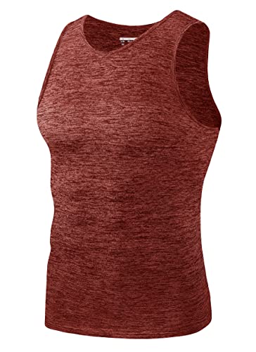 KEFITEVD Tanktop Herren Ärmellos Freizeitshirt Sommer Leicht Tankshirt Atmungsaktiv Fitness Unterhemd Stretch Dünn Workout Tshirt Rundhals Muskelshirt Meliert Dunkelorange M von KEFITEVD