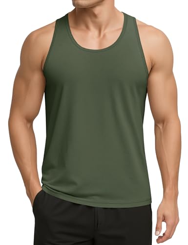 KEFITEVD Tanktop Herren Gym Sportunterwäsche Armeegrün Baumwolle Tank Top Leicht Summer Tops für Fitness Gym Outdoor XL von KEFITEVD