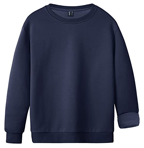 KEFITEVD Thermo Pullover Herren Basic Sweatshirt Sport Jogging Herrenpullover Männer Outdoor Fleecepullover Winter Gefüttert Pulli Fleece Innenfutter Oberteil Dunkelblau M von KEFITEVD