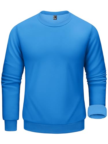 KEFITEVD Thermo Sweatshirt Herren Casual Outdoor Pulli Fleece Crewneck Freizeitshirt Winter Rundhalsausschnitt Arbeitspullover Freizeit Kleidung Warm Sport Fleeceshirt Basic Top Blaugrün 3XL von KEFITEVD