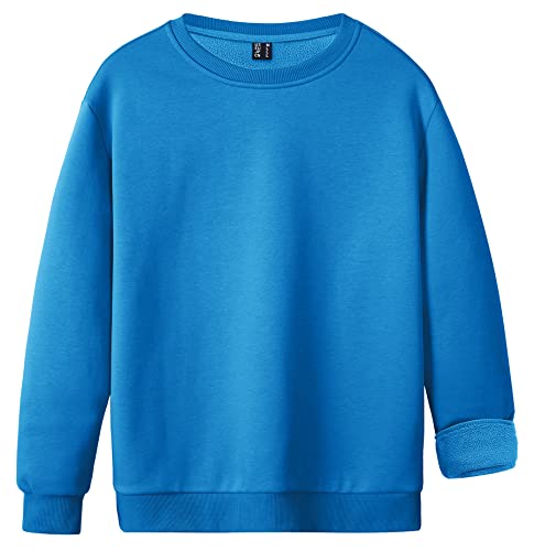 KEFITEVD Thermo Sweatshirt Herren Casual Outdoor Pulli Fleece Crewneck Freizeitshirt Winter Rundhalsausschnitt Arbeitspullover Freizeit Kleidung Warm Sport Fleeceshirt Basic Top Blaugrün L von KEFITEVD