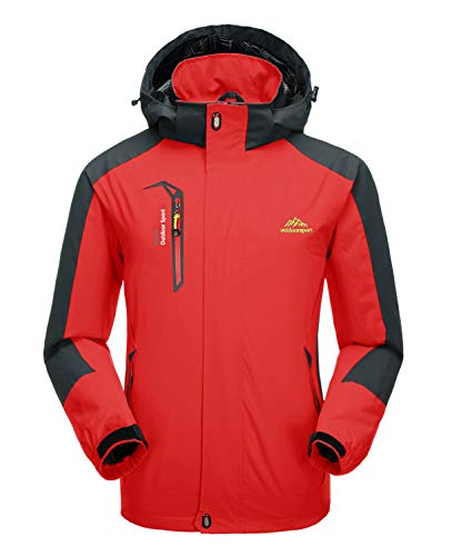 KEFITEVD Übergangsjacke Herren Jacke Wasserdicht Outdoor Softshelljacke Leicht Winterjacke Winddicht Windbreaker Regenschutz Funktionsjacke Freizeit Jacke Männer Rot M von KEFITEVD