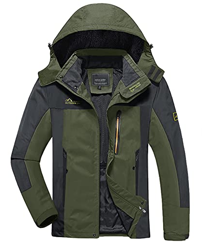 KEFITEVD Übergangsjacke Herren Winddicht Jagdjacke Outdoor Arbeitsjacke Wandern Jacke Herbstjacke Regular Fit Funktionsjacke Männer Freizeitjacke Dunkeloliv 2XL von KEFITEVD