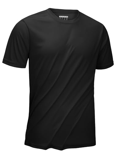 KEFITEVD UV Schutz Shirt Herren Kurzarm Rashguard Leicht Atmungsaktiv Laufshirt Outdoor Funktionsshirt Männer Sport Oberteil Schwarz 2XL von KEFITEVD