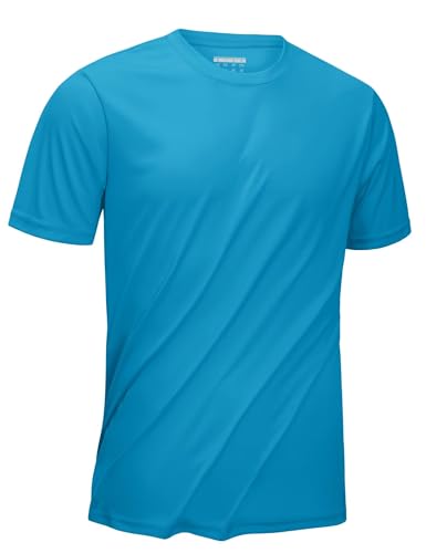 KEFITEVD UV Shirt Herren Kurzarm Sport Outdoor Kleidung T-Shirt Laufshirt Strand Segeln Weich Trainingsshirt Blau-Grün 3XL von KEFITEVD