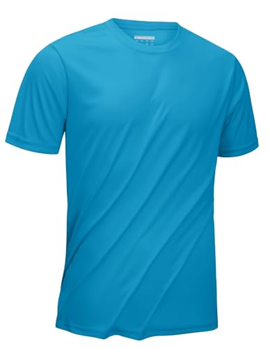 KEFITEVD UV Shirt Herren Kurzarm Sport Outdoor Kleidung T-Shirt Laufshirt Strand Segeln Weich Trainingsshirt Blau-Grün M von KEFITEVD