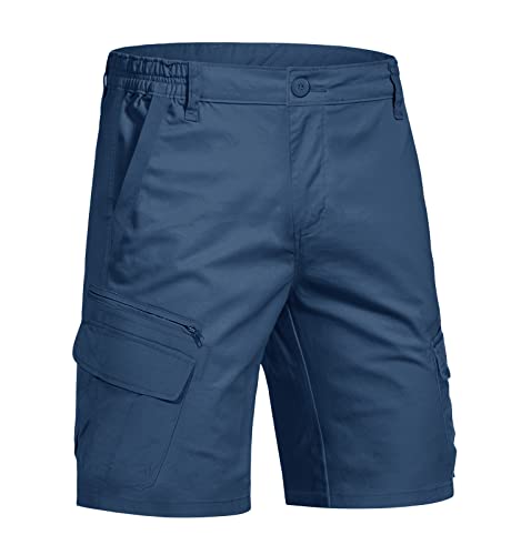 KEFITEVD Wandershorts Herren Stretch Cargo Shorts Outdoor Kurz Arbeitshose Leicht Atmungsaktiv Bermuda Casual Sommerhose Wandern Urlaub Reisen Blaugrau 36 von KEFITEVD