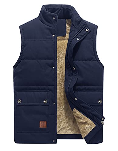 KEFITEVD Weste Herren Gefüttert Thermo Winterjacke Übergangsjacke Warme Outdoor Weste Beheitze Weste Herbst Männer Dunkelblau 3XL von KEFITEVD