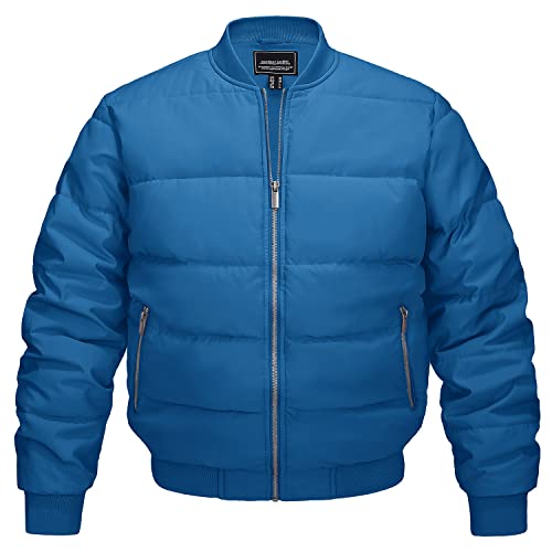 KEFITEVD Winter Bomberjacke Herren Warm Steppjacke Stretch Atmungsaktiv Arbeitsjacke Männer Polyester Motorradjacke Verdickt Freizeitjacke mit Innentasche Blau-grün S von KEFITEVD