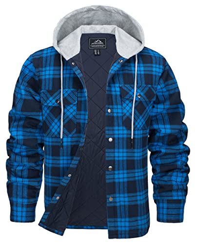 KEFITEVD Flannel Jacke Herren Männer Hemdjacke HolzfäLler Flanellhemd Winter Kariert Freizeithemd Herbst Leicht Hemd Freizeit Karohemd mit Innenfutter Holzfällerjacke Königsblau 3XL von KEFITEVD