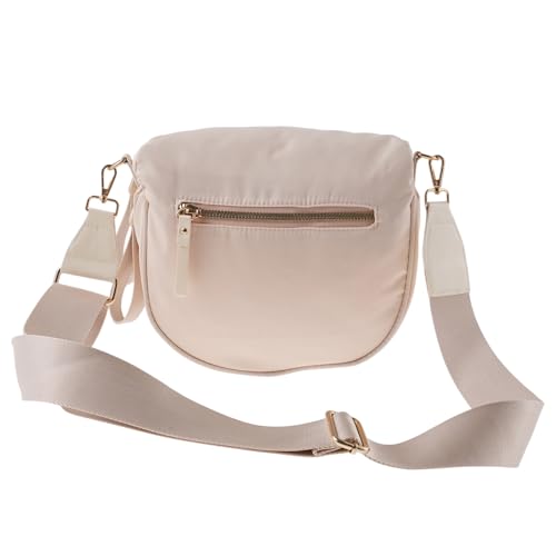 KEGAJEGA Damen Halbmond Crossbody Polyester Crossbody Bag Damen mit Verstellbarer Schultergurt Fächern Halbmond Handtasche Halfmoon Bag für Zuhause Arbeit Reisen Alltag (Beige) von KEGAJEGA