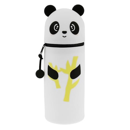 KEGAJEGA Silikon Federmäppchen 2-In-1 Cartoon Federmäppchen Silikon Federtasche Schulmäppchen Teleskopisch Mäppchen Mäppchen Kinder Federtasche Mädchen für Jungen Mädchen (Panda) von KEGAJEGA