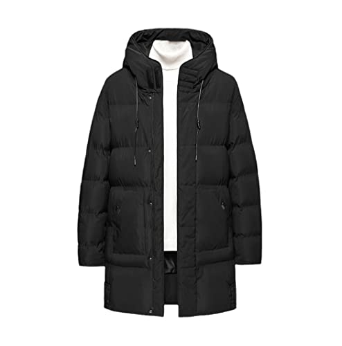 Herren-Winterjacke, warm, dick, lang, einfarbig, wasserdicht, mit Kapuze, Schwarz , XXXXXX-Large von KEHAIOO