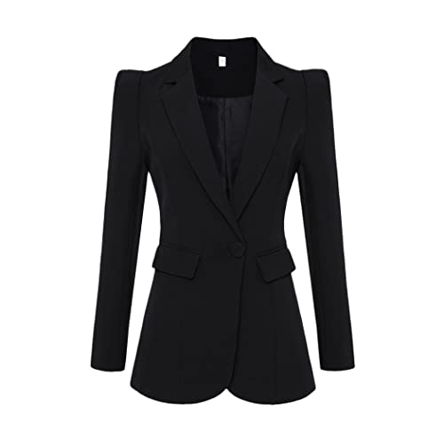 KEHAIOO Damen Blazer Jacke Büro Arbeit Ein-Knopf Blazer Outwear Schwarz, Schwarz , XXXL von KEHAIOO