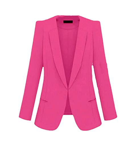 KEHAIOO Große Größe Damen Business Anzüge, Frühling Herbst Blazer Jacken, Frauen All-Match Slim Langarm Mantel, rosarot, XXXL von KEHAIOO