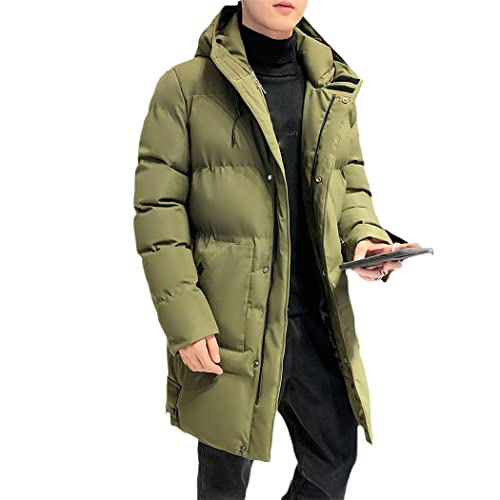 Winter Herren Lange Parka Herbst Puffer Jacke Übermantel Outwear Lange Armee Grün Kapuzen Mantel Übergröße, grün, XXXXX-Large von KEHAIOO