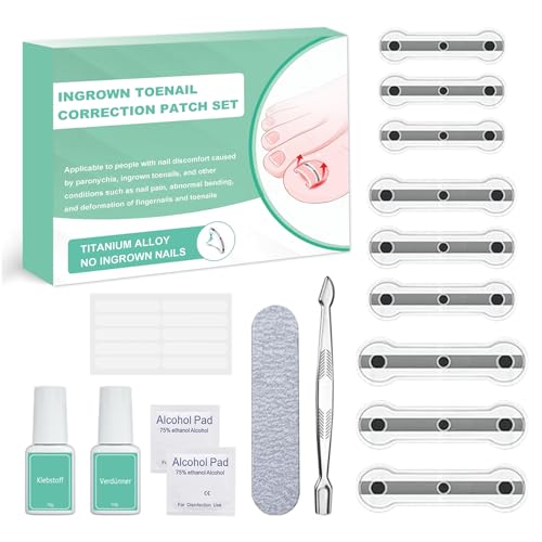 Eingewachsene Zehennägel Set Zehennagel Korrektur Patch 9pcs Nagelspange Fußnägel Zehennagelheber Werkzeugset für Paronychie Zehennagel Eingewachsen Reparatur, 0.59/0.67/0.79in von KEHTUNAHT