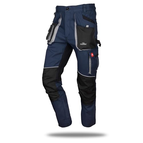 KEILOR Arbeitshose Stretch schlanke Slim Arbeithose Schutzhose, passt Sich der Taille an Arbeitshose für Herren Strapazierfähige Arbeitshose Marine Blau Schwarz 60 von KEILOR