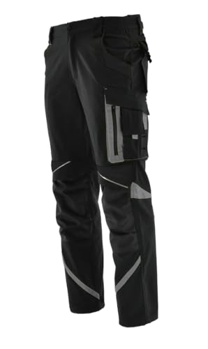 KEILOR Flexible Arbeitshose Herren Arbeitshose mit Kniepolstertaschen Langlebig und komfortabel Ideal für schwere Arbeiten Arbeitshose Herren(Schwarz/Grau, 54) von KEILOR