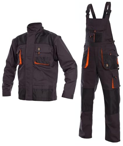 Set aus Latzhose und Jacke | Perfekt Overall mit Kniepolstertaschen für den Bodenbelagshandel von Arbeitsmechanikern | Arbeitshose für Herren | Fracht-Schwerlastarbeit | Langlebig Arbeitskleidung (54) von KEILOR