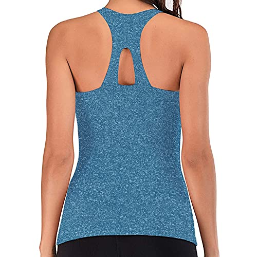 Damen Sportlich Tank Top Rückenfrei Sommershirt Yoga Racerback Oberteile Sleeveless Muskelshirts Atmungsaktives T-Shirts Partytop Camisole von KEIZHUONIQIU