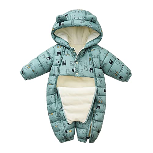 KEIZHUONIQIU Babykleidung Schneeanzüge Spielanzug Schuh Winter Anzüge Kapuze Snowsuit Kinder Warm Mantel Jacke 0-24 Monate Daunen-Skianzug Jumpsuit Schwarz Überzieher Säugling von KEIZHUONIQIU