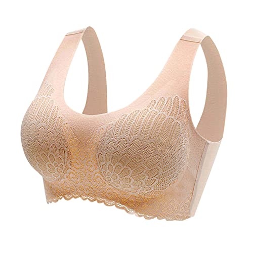 KEIZHUONIQIU Damen Komfort BH Ohne Bügel Push Up Nahtlos Sport BH Gepolstert Spitzen Bra Bequem Weich Seamless Stretch Bustier Mittel Halt Bügelloser Schlaf BH Klassische Top für Alltag Yoga Damen von KEIZHUONIQIU